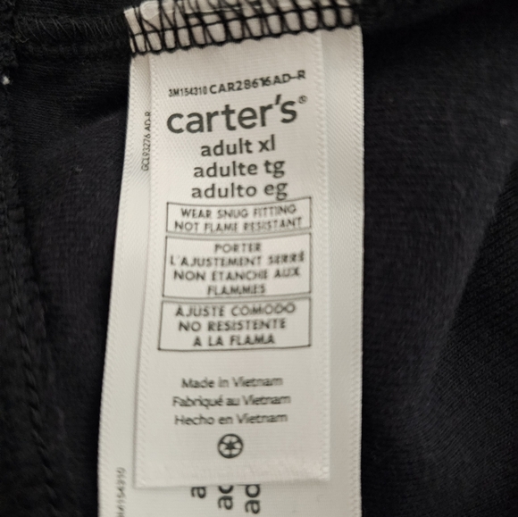 Carter's Black and White Skeleton Cotton Pants Halloween Adult Size XL NWOT - Picture 6 of 8